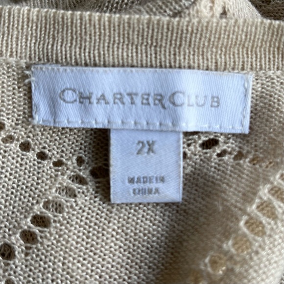 •Charter Club• Pointelle Open Front Cardigan - Size 3X - Picture 2 of 7